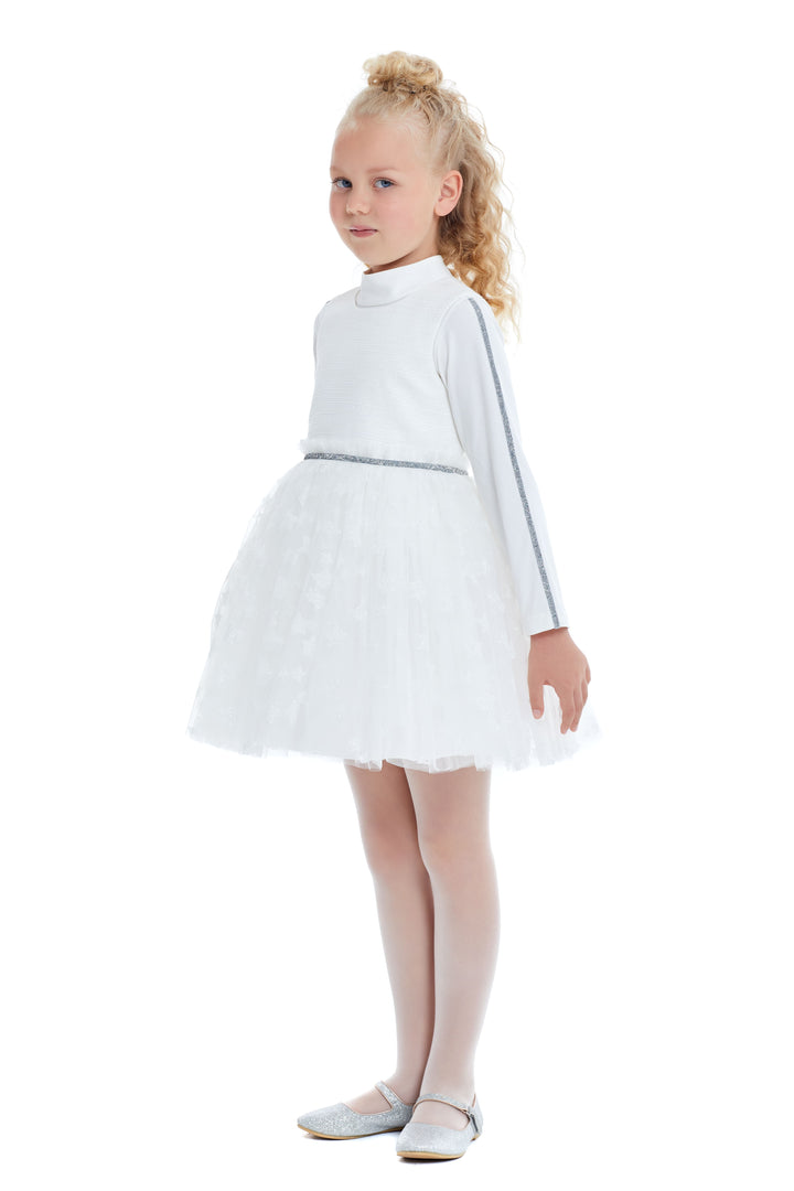 fitted lace wedding dress White Christmas Girls Outfit Dress Set