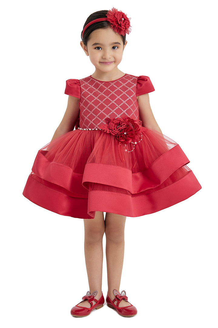 red baby christmas dress Girl for 12 Months / Red ColorFamily_BLACK Size:6-7 Y 6 Years (130cm) 120 Angeline Draped Asymmetrical One