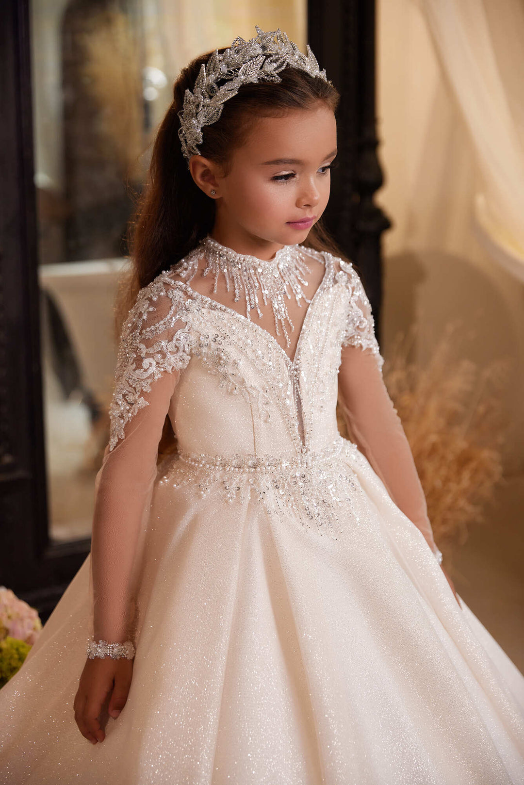 Shop Berta Mini Beaded Flower Girl Dress