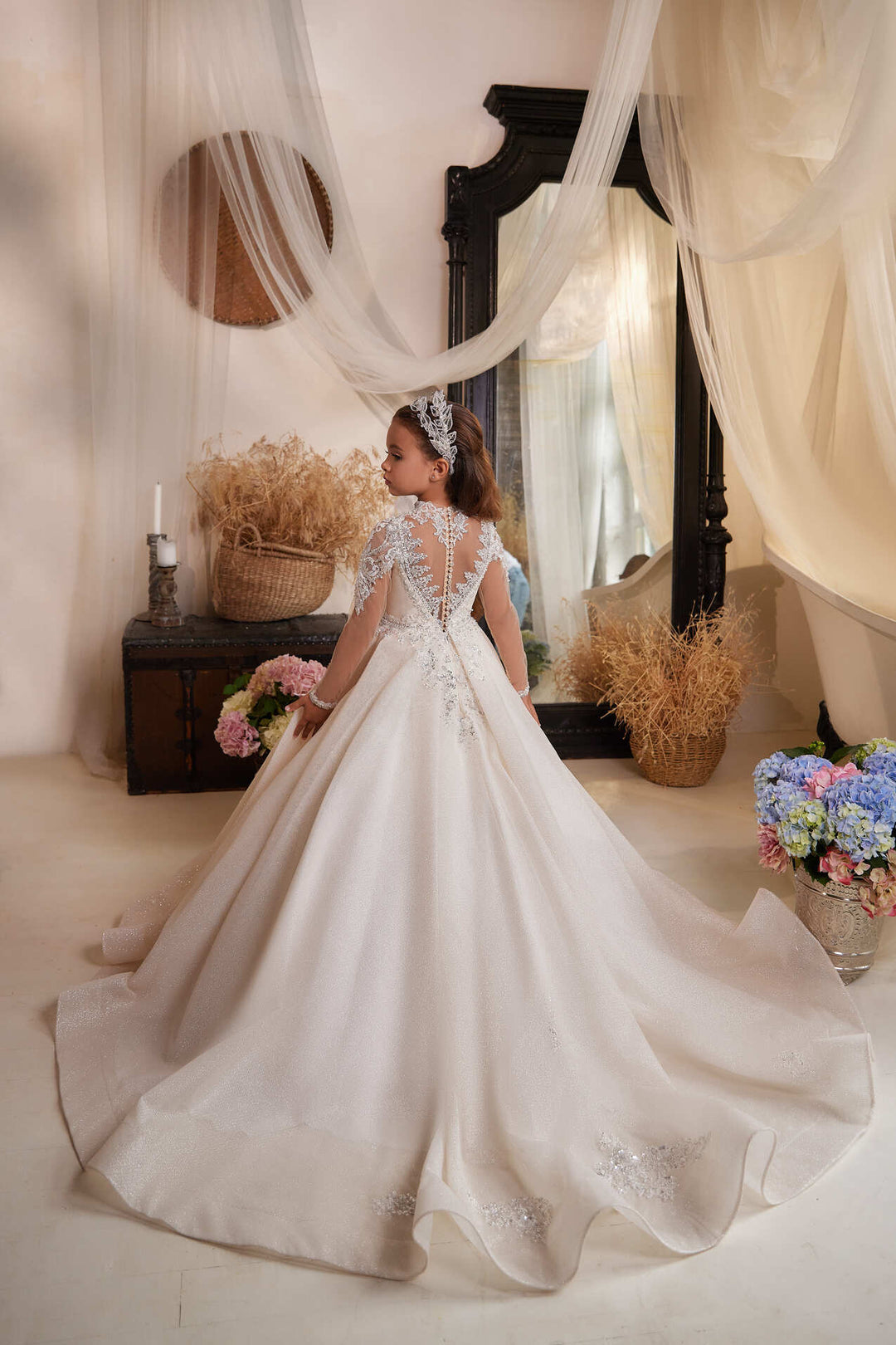 Shop Berta Mini Beaded Flower Girl Dress