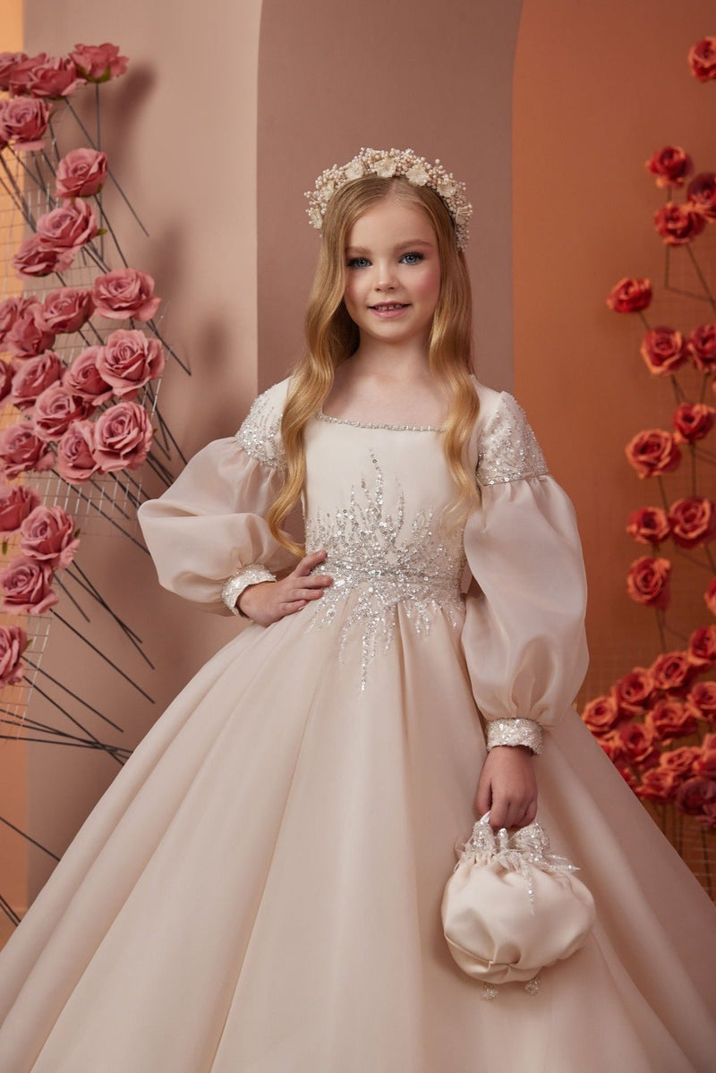 Buy Champagne Blush Princess Gown for Kids | Mia Bambina Boutique Custom Size / Blush Buy Champagne Blush Princess Gown for Kids | Mia Bambina Boutique Custom Size / Blush
