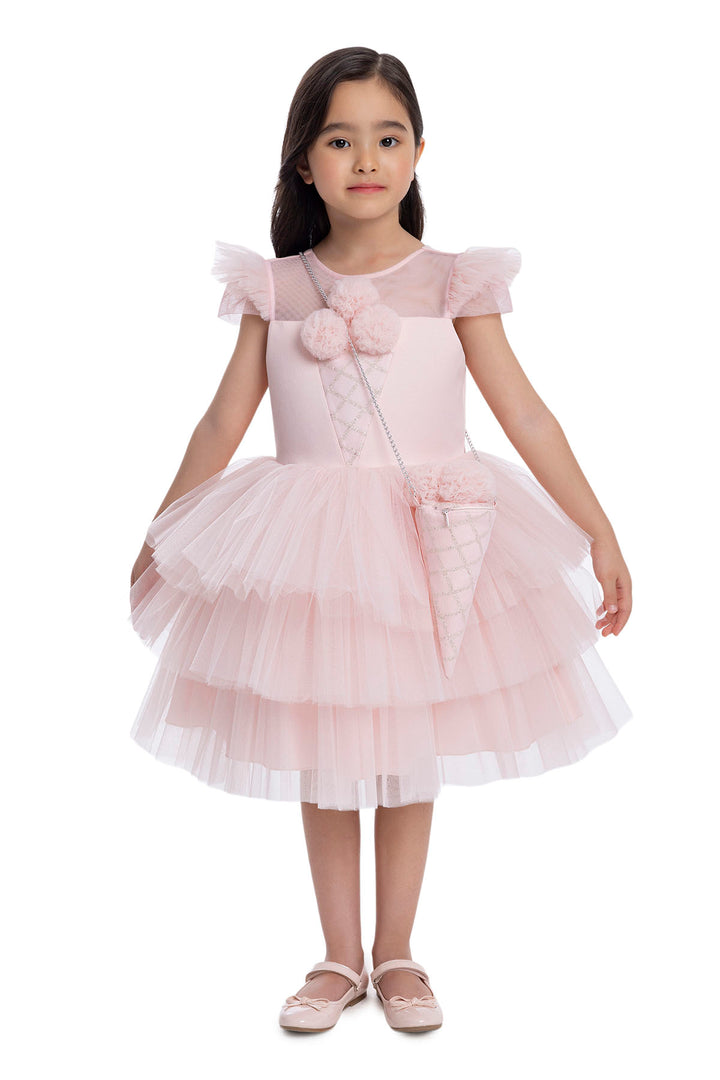 Girls Pink Tutu Birthday Party Dress with Long Tail 5 Years / Pink
