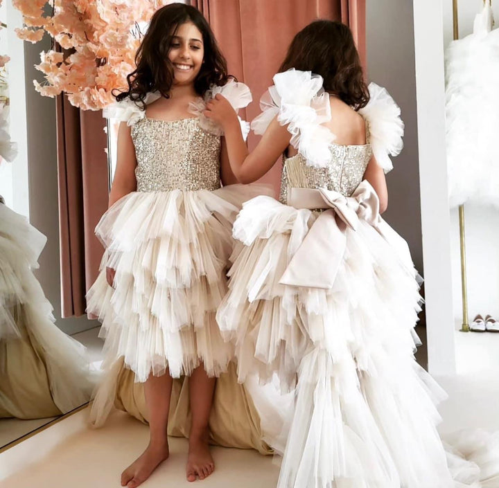 Pearl White Tulle Dress for Teenage Girls | Detachable Train | Mia Bambina Boutique Pearl White Tulle Dress for Teenage Girls | Detachable Train | Mia Bambina Boutique