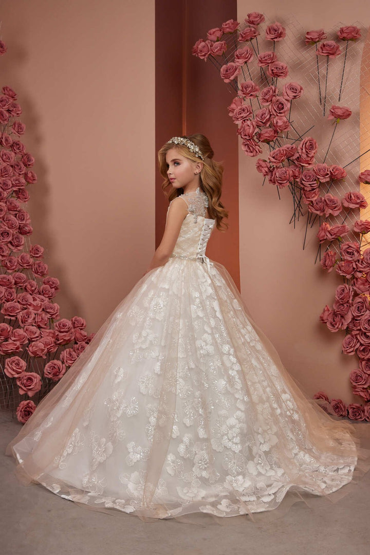 Ivory Lace Flower Girl Dress with Tulle Skirt Ivory Lace Flower Girl Dress with Tulle Skirt