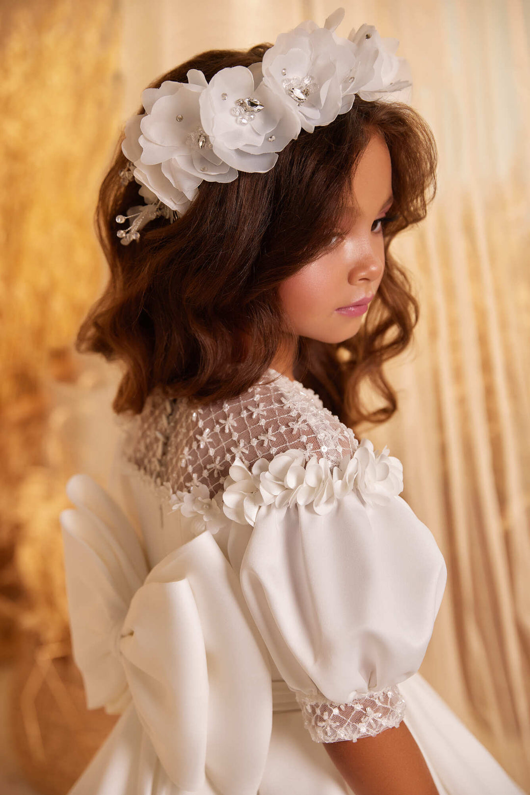 Girl White Princess Dress for First Communion Girl White Princess Dress for First Communion