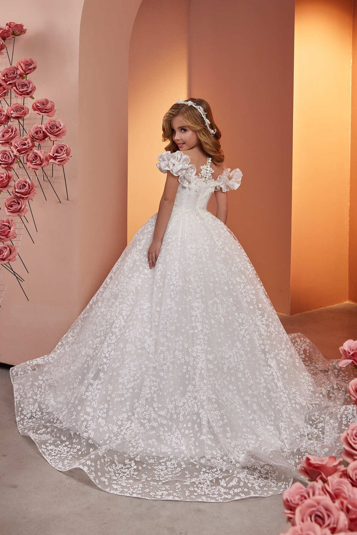 floral princess dress Luxury Lace with Ruffles Whether for prom or Color:nude-pink Motel Rocks - Motel 60-79