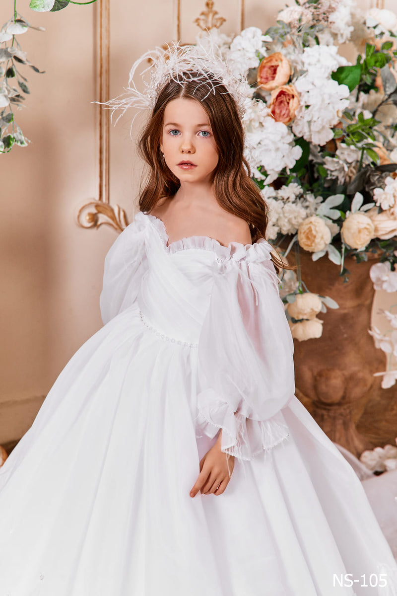 Shop Luxury White Organza Flower Girl Dress | Mia Bambina Boutique Shop Luxury White Organza Flower Girl Dress | Mia Bambina Boutique