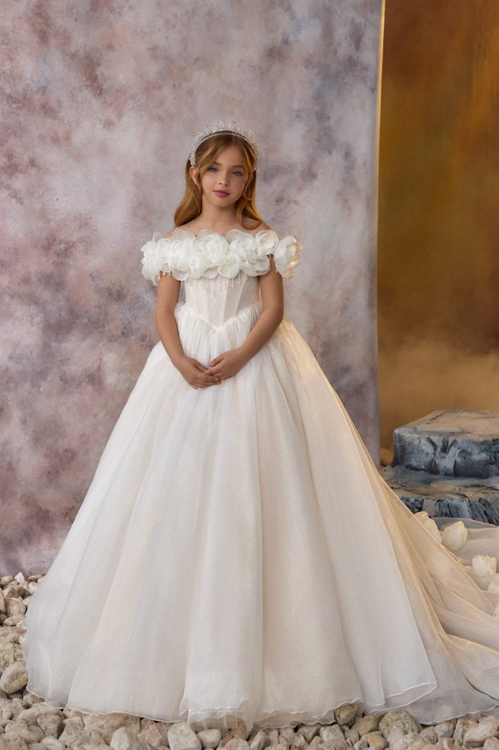 Ball Gown Linen Communion Dress Ball Gown First Communion Dress 21139 Pre-Order 7-8 Years Ball Gown Linen Communion Dress Ball Gown First Communion Dress 21139 Pre-Order 7-8 Years