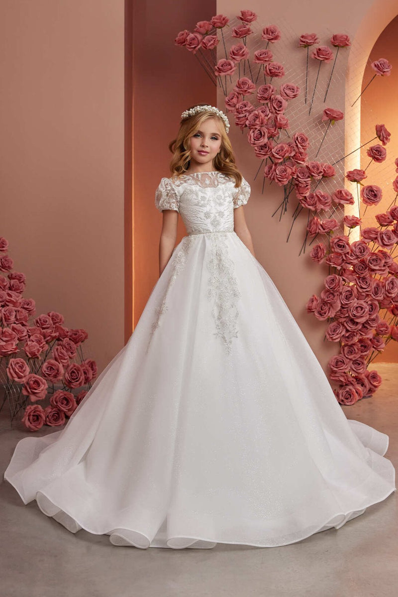 Elegant Modern Holy Communion Dresses Radiant Enchantment Dress By Mia Bambina Boutique Canada Size 3T-4T Elegant Modern Holy Communion Dresses Radiant Enchantment Dress By Mia Bambina Boutique Canada Size 3T-4T