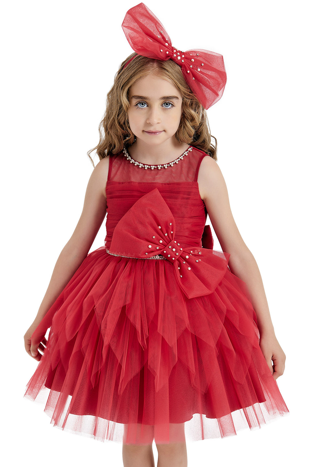 red short tulle dress Chic Red Tulle Dress With Cap Sleeves