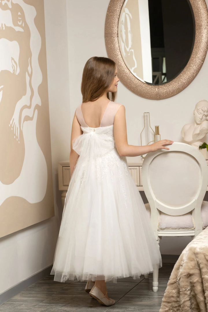 Tea Length Confirmation Dress for Teen Girls Preorder 9-10 / Ivory