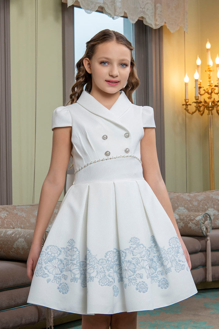 Teen Girl Semi-Formal Dress with Blue flowers Teen Girl Semi-Formal Dress with Blue flowers