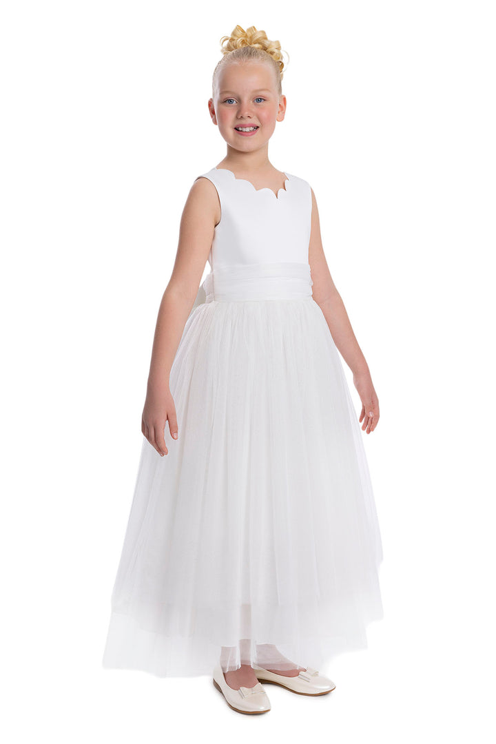 fitted lace wedding dress Elegant Halter Ivory Tulle Maxi Dress Open Back Tie-Up – EDITE MODE main image 1