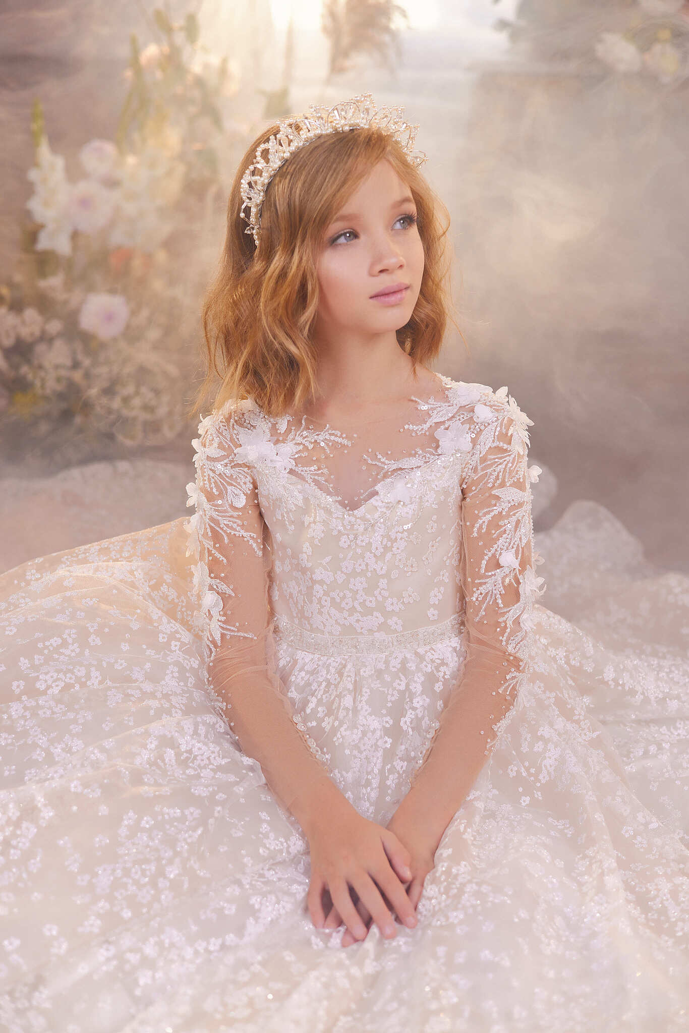 Adorable First Communion Dress in Sparkle Lace by Mia Bambina Boutique