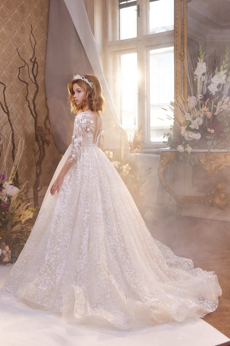 Adorable First Communion Dress in Sparkle Lace by Mia Bambina Boutique