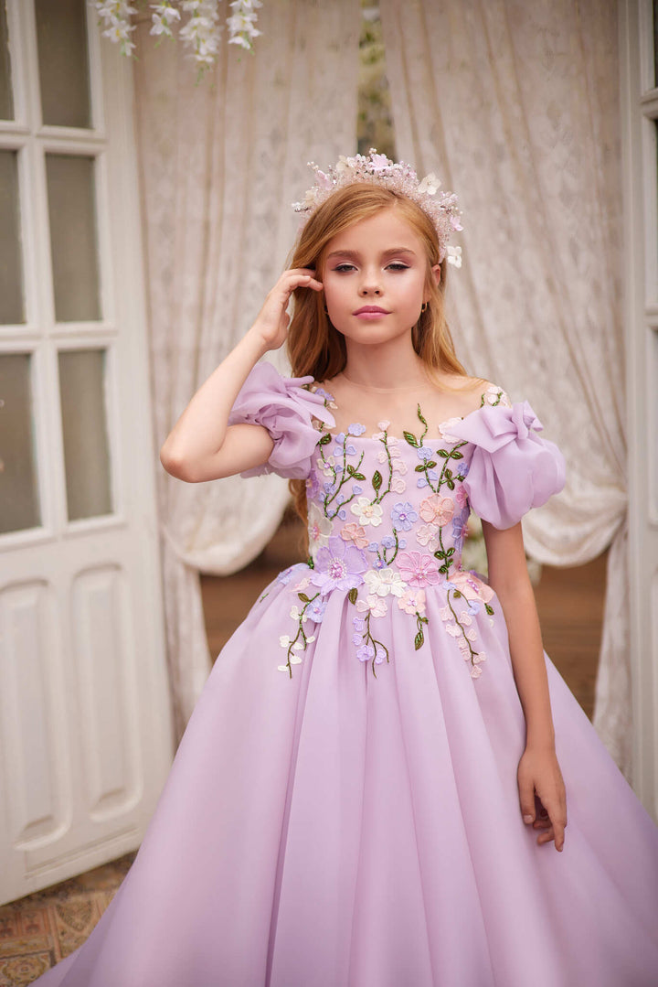 purple flower girl dresses Ideal for birthday parties and formal gatherings Peony Lace Flower Girl Dress