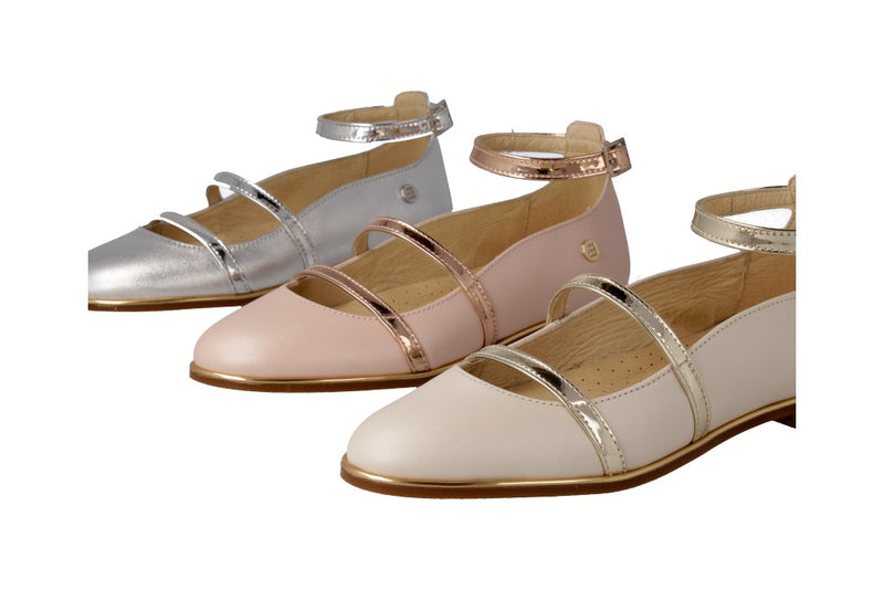 Andanines Blush Pink Leather Ballet Flats Shoes