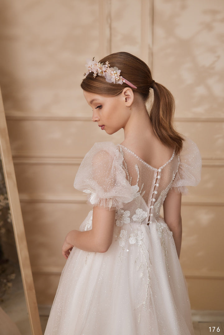 Shop April Glitter Tulle Flower Girl Dress | Puff Sleeve Dress Pre-order Size 3T-4T / Blush Shop April Glitter Tulle Flower Girl Dress | Puff Sleeve Dress Pre-order Size 3T-4T / Blush