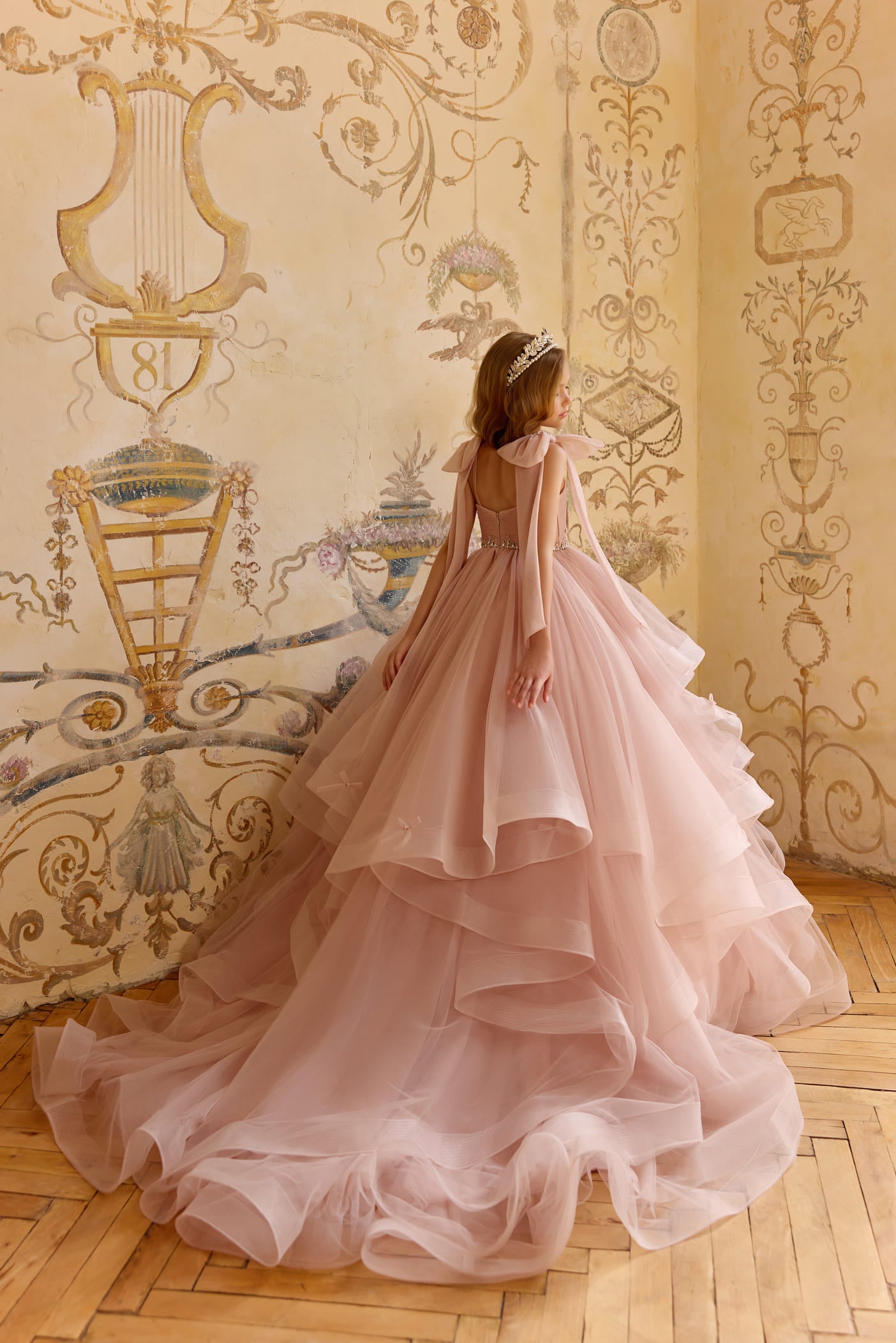 Luxury wedding flower girl dress with dramatic train - Mia Bambina Boutique