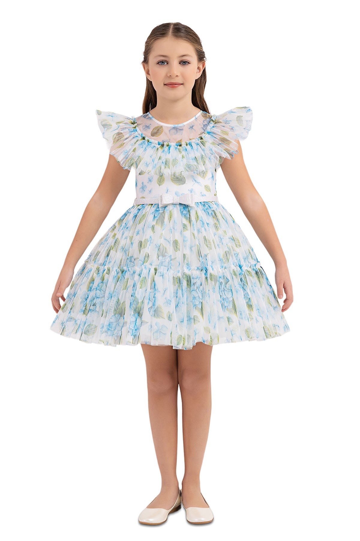 Blue Floral Print Girls Summer Dress by Mia Bambina Boutique Canada