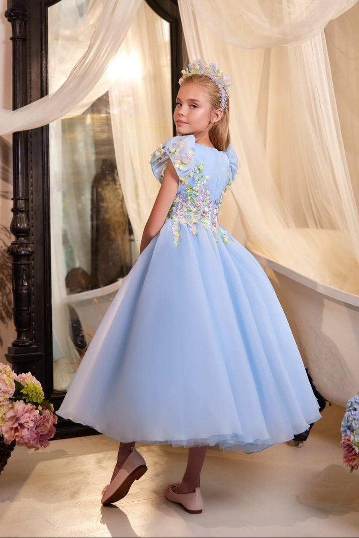 Cincinnati Blue Tulle Dress in Tea Length- Mia Bambina Boutique