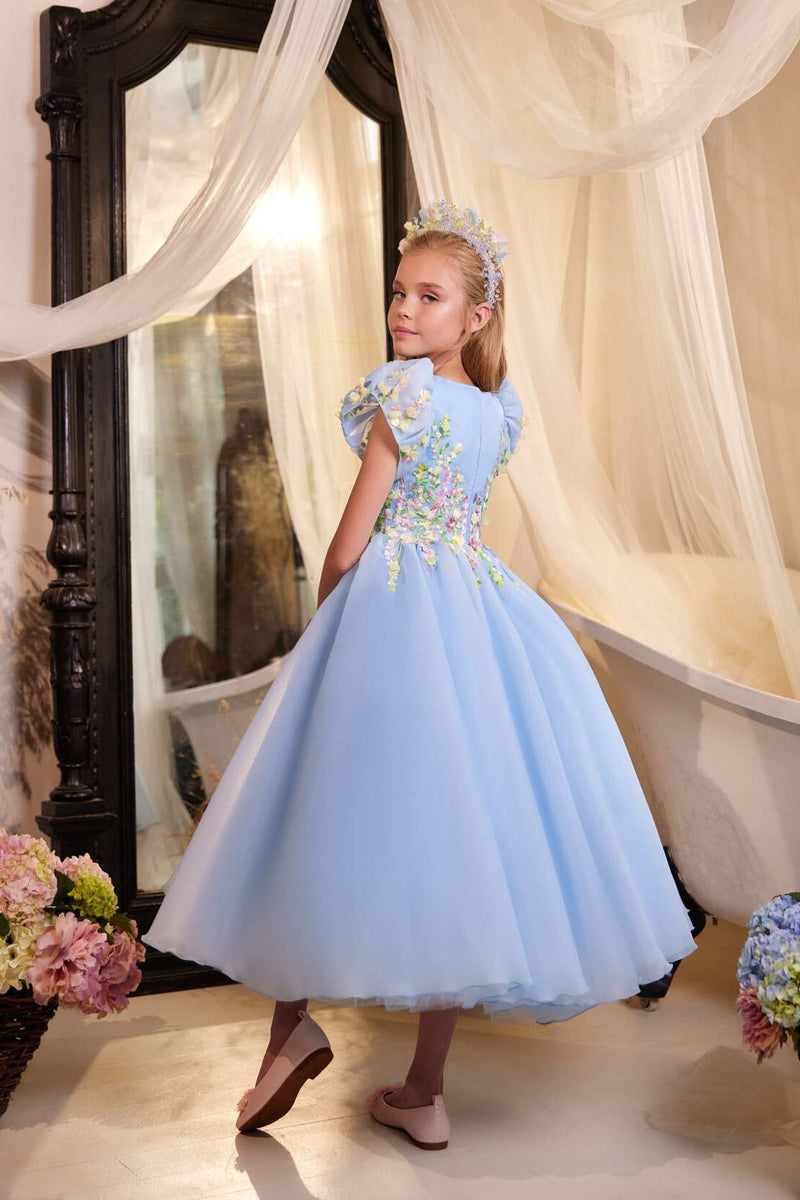 Cincinnati Blue Tulle Dress in Tea Length- Mia Bambina Boutique