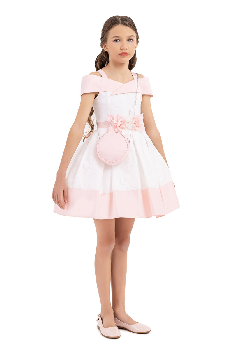 Classic Above-the-Knee Girl Dress with a Baguette by Mia Bambina Boutique Canada