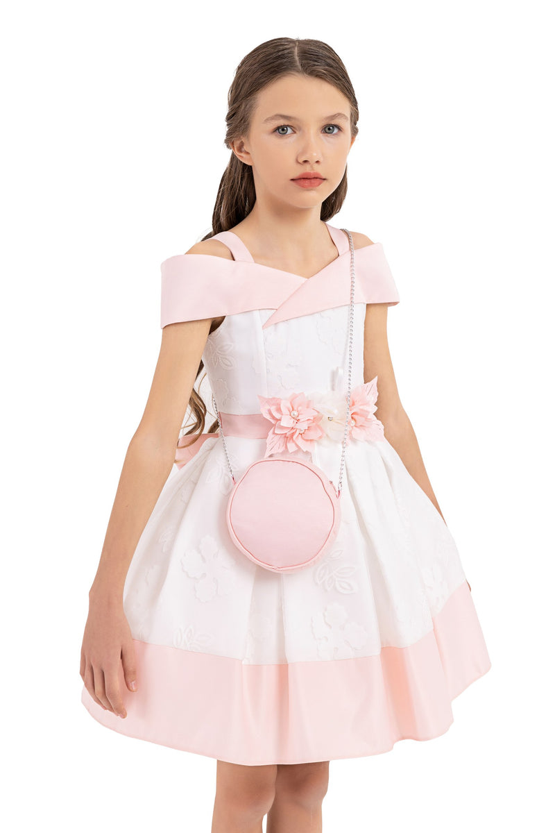 Classic Above-the-Knee Girl Dress with a Baguette by Mia Bambina Boutique Canada