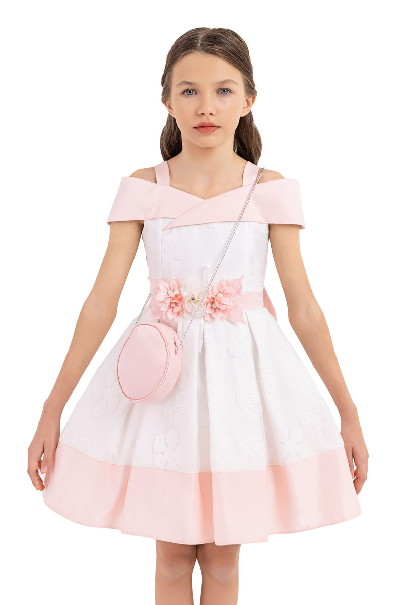 Classic Above-the-Knee Girl Dress with a Baguette by Mia Bambina Boutique Canada