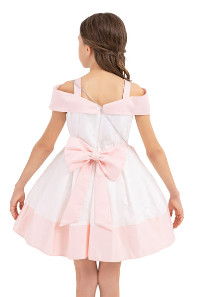 Classic Above-the-Knee Girl Dress with a Baguette by Mia Bambina Boutique Canada