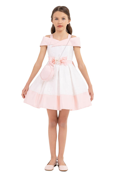 Classic Above-the-Knee Girl Dress with a Baguette by Mia Bambina Boutique Canada
