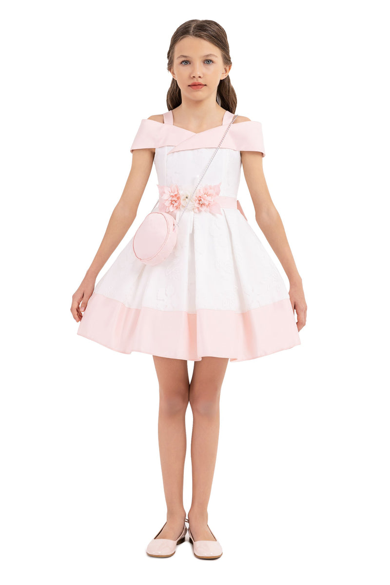Classic Above-the-Knee Girl Dress with a Baguette by Mia Bambina Boutique Canada