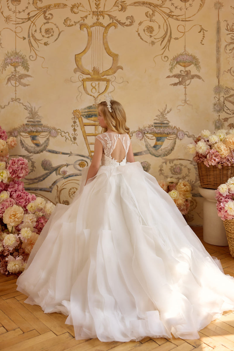 Couture Communion dress with two skirt options – ruffles and classic ballgown
