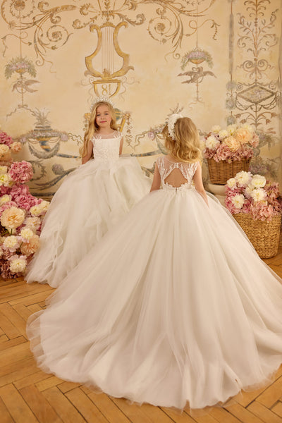 Couture Communion dress with two skirt options – ruffles and classic ballgown