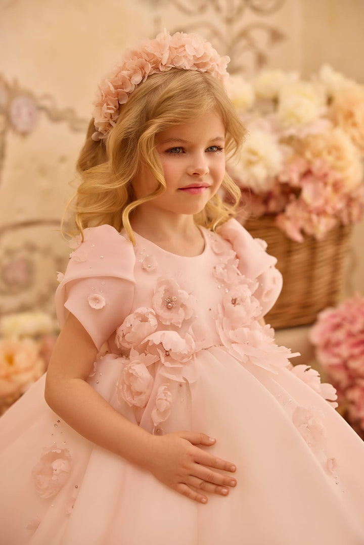 dress flower luxury Fairy Blossom Couture – Blush Pink Girl Dress with 3D Floral Appliqués Purple Prom Shops Nearby making it the perfect us-2 Beden:4