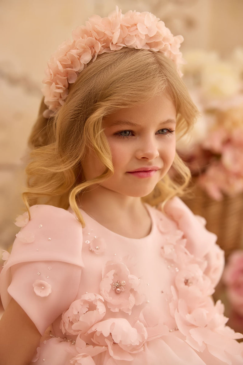 Blush pink flower girl hairband for special occasions by Mia Bambina Boutique