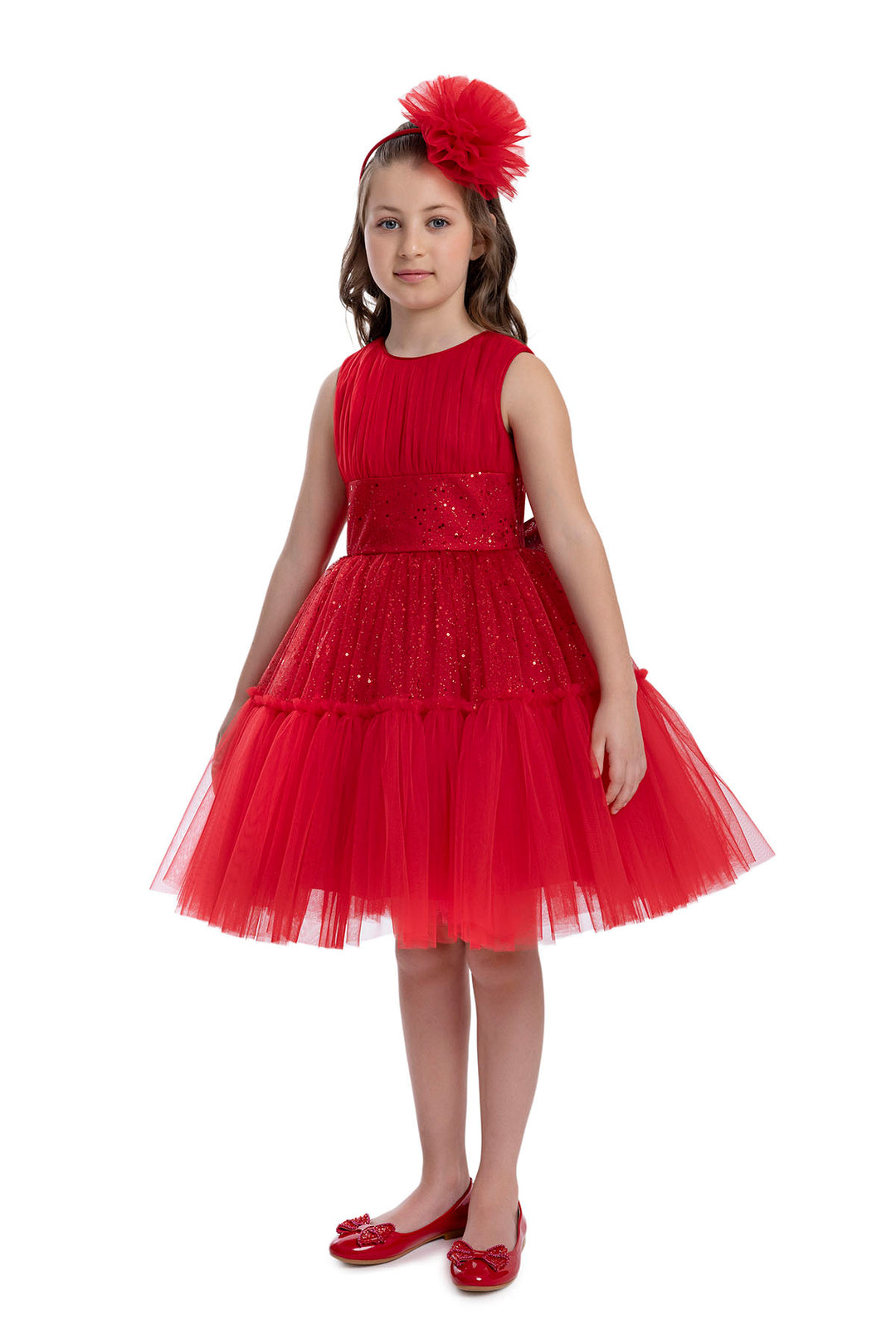 Girls Festive Red Sleeveless Tutu Dress 11 Years / Red Girls Festive Red Sleeveless Tutu Dress 11 Years / Red