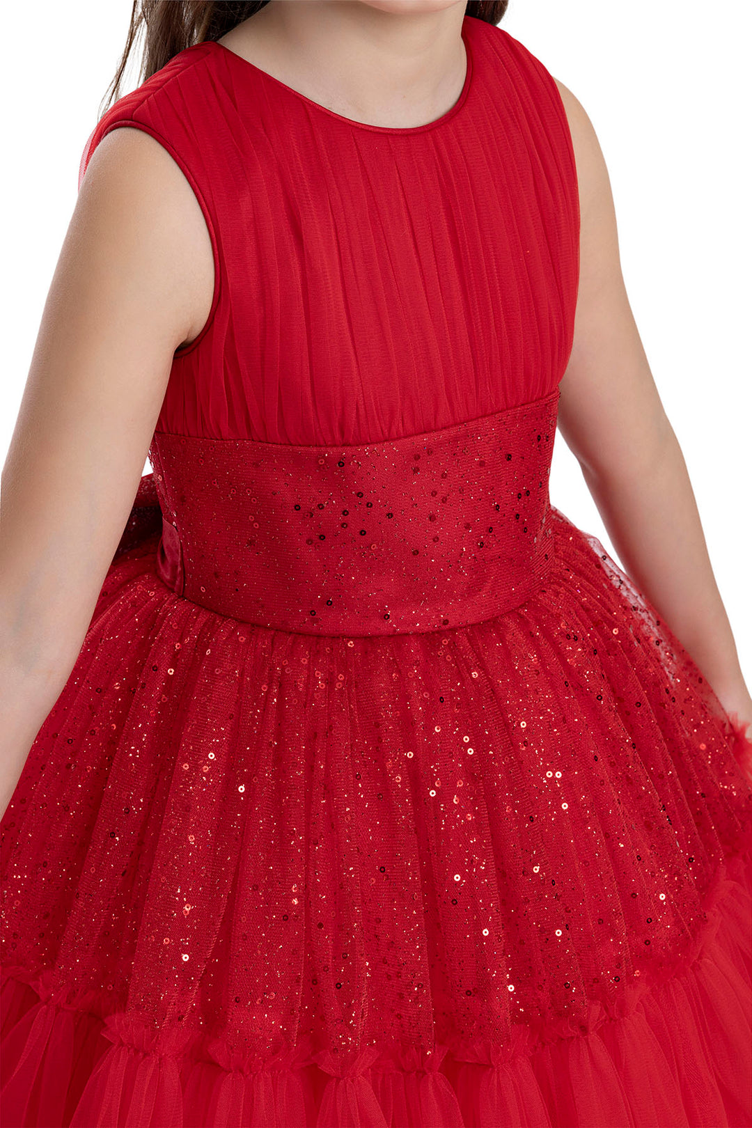 red sequin tutu dress Red sequin dress with multicolored skirt