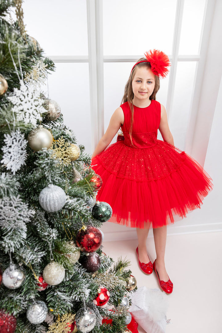 red dress with tutu Girls Festive Sleeveless 11 Years / Red dolman dress sewing pattern Leola Black Vegan Leather embedded band Size:44C