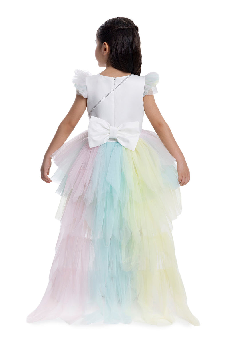 Girls Rainbow Birthday Dress with a Long Tail 3 Years / Multicolor Girls Rainbow Birthday Dress with a Long Tail 3 Years / Multicolor