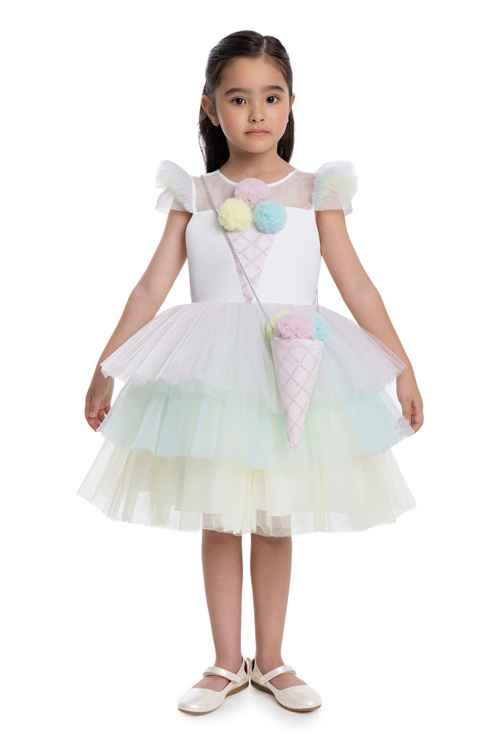Girls Rainbow Birthday Dress with a Long Tail 5 Years / Multicolor