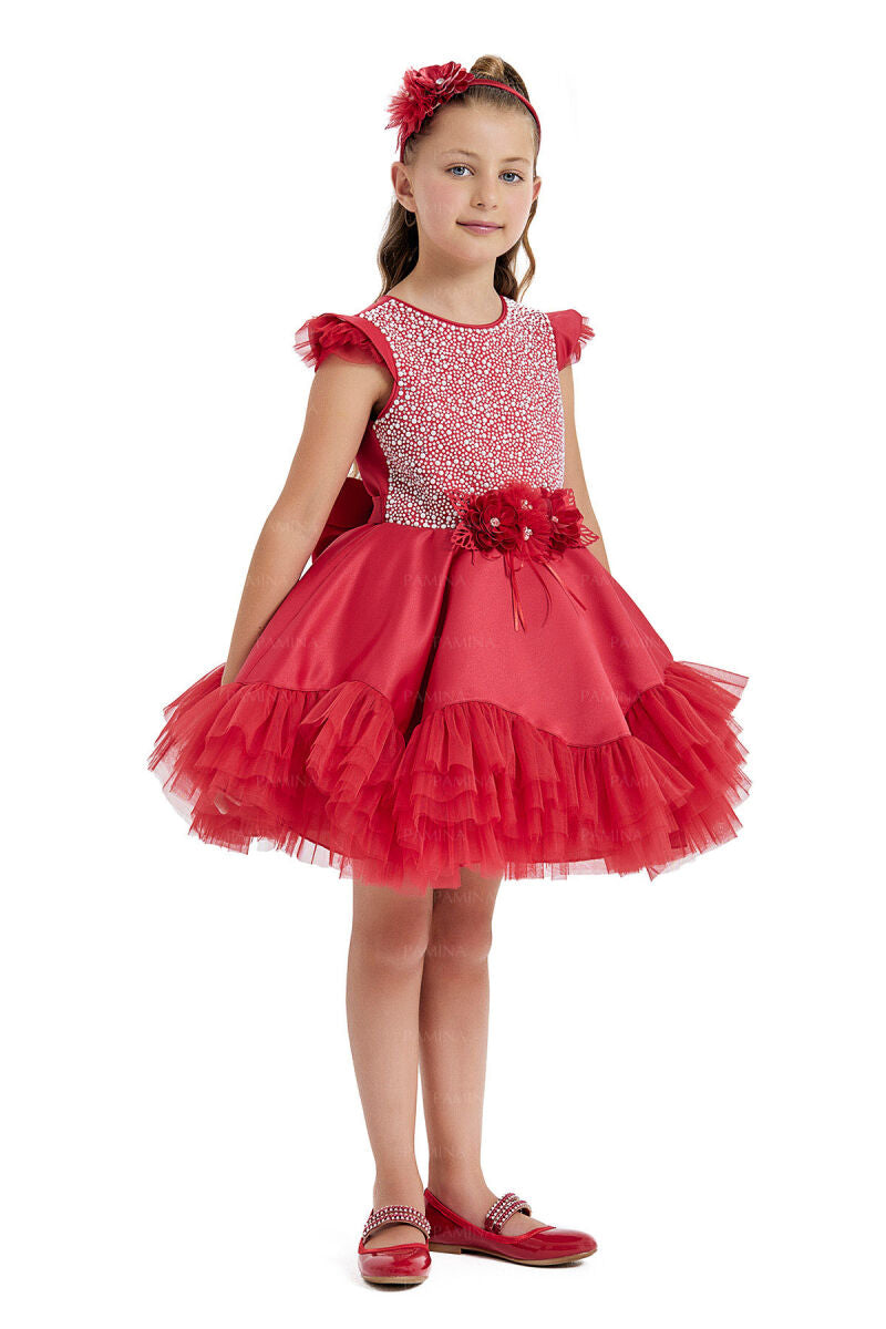 red christmas dress girls Ruffled Tulle 6 Years / Red 8 Years (140cm) 72 Color:black HGTV HOME by Sherwin-Williams INV-1328