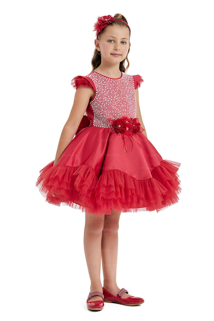 Red Ruffled Tulle Girls Christmas Dress 6 Years / Red Red Ruffled Tulle Girls Christmas Dress 6 Years / Red
