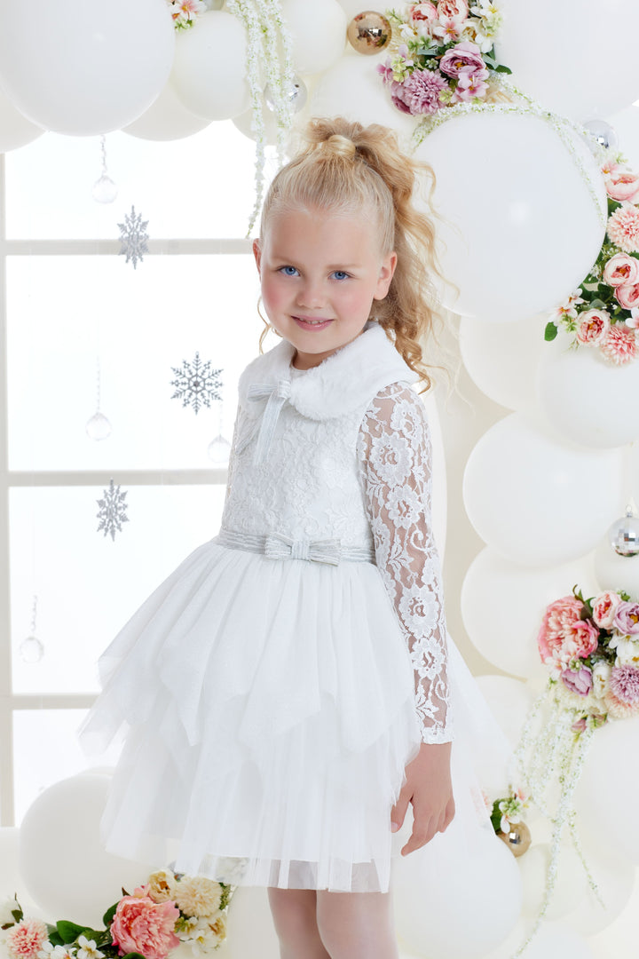 girls white party dress Buy Anabel delicately adorned with beads Ivory Linen Party Dress for
