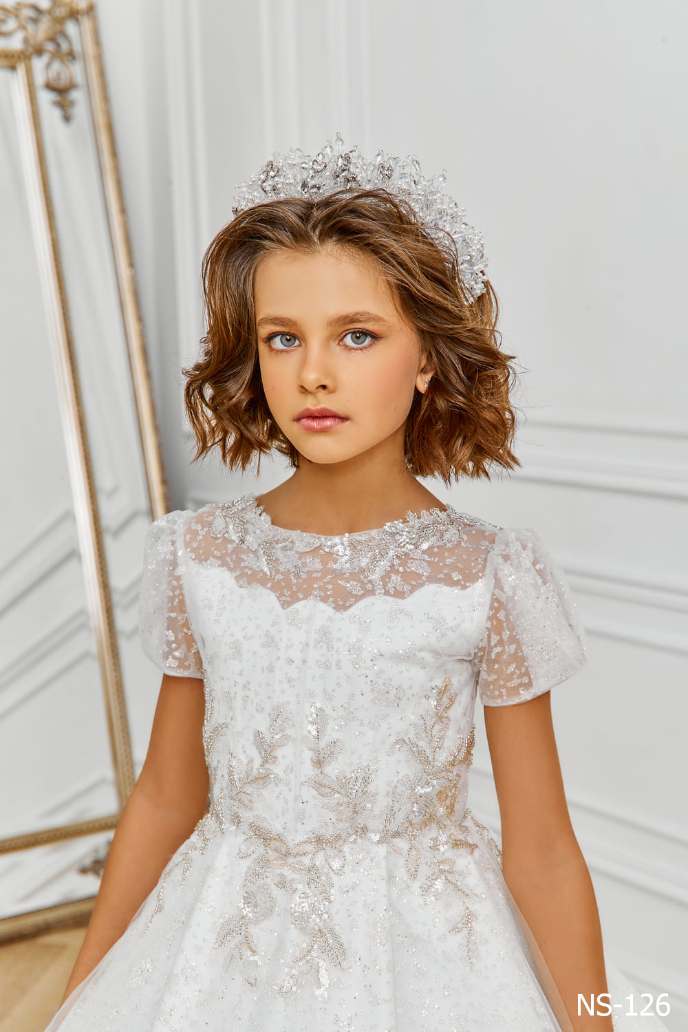 slim fit dress slacks Ruffles Cap Sleeves Sequins Tulle Flower Girl Dress main image 0