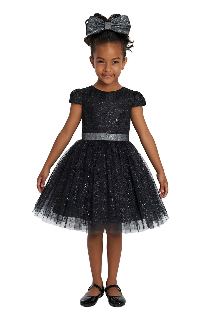 Glitter Tulle Little Black Dress for Girl 6 Years