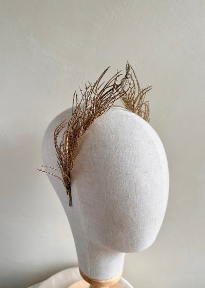 Handmade gold wheat hairpiece headband with delicate sprigs for girls