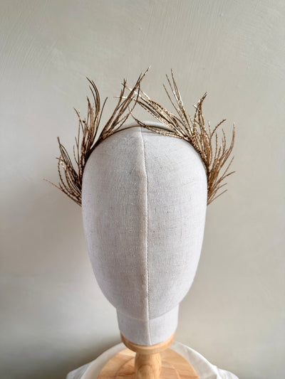 Handmade gold wheat hairpiece headband with delicate sprigs for girls