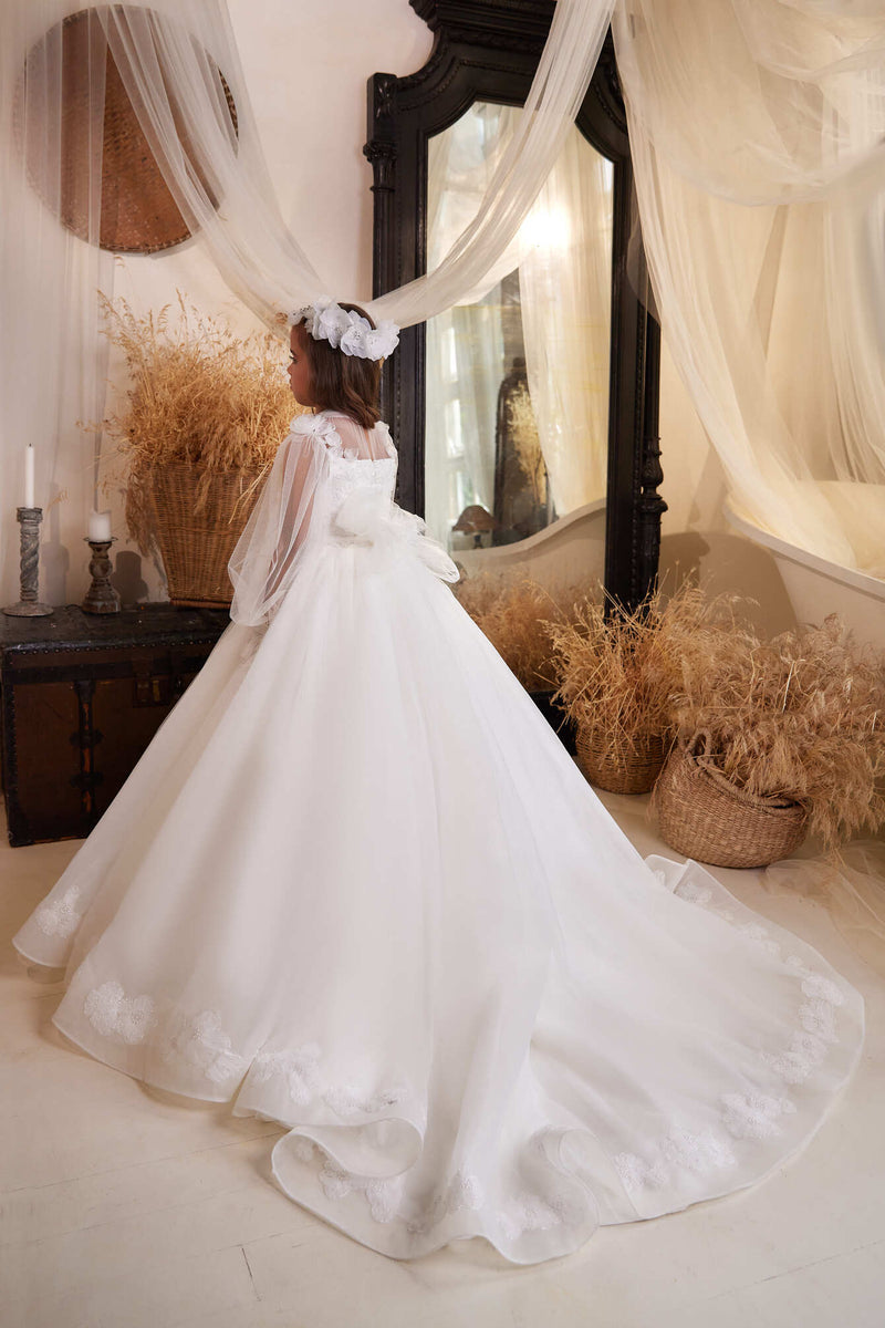 Hanover flower girl dress with embroidered lace Custom Size / White Hanover flower girl dress with embroidered lace Custom Size / White