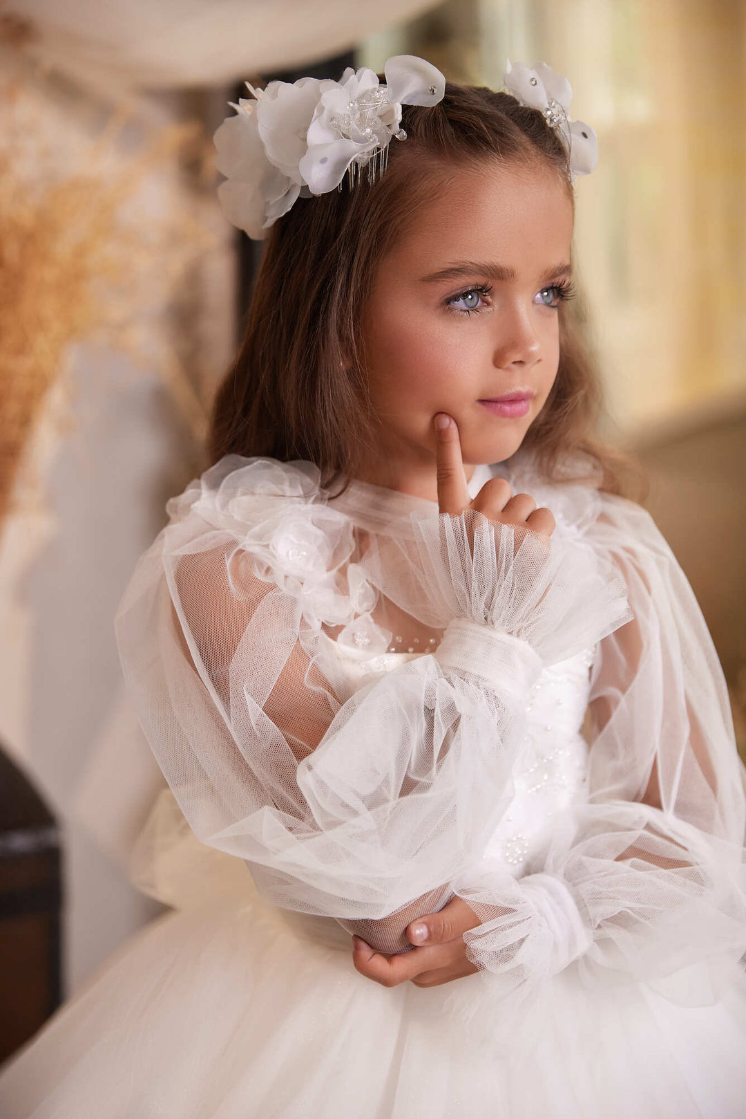 Hanover flower girl dress with embroidered lace Custom Size / White Hanover flower girl dress with embroidered lace Custom Size / White